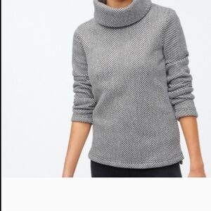 J.CREW Black/White Chevron White/Black Funnel Neck Sweater - Size Small